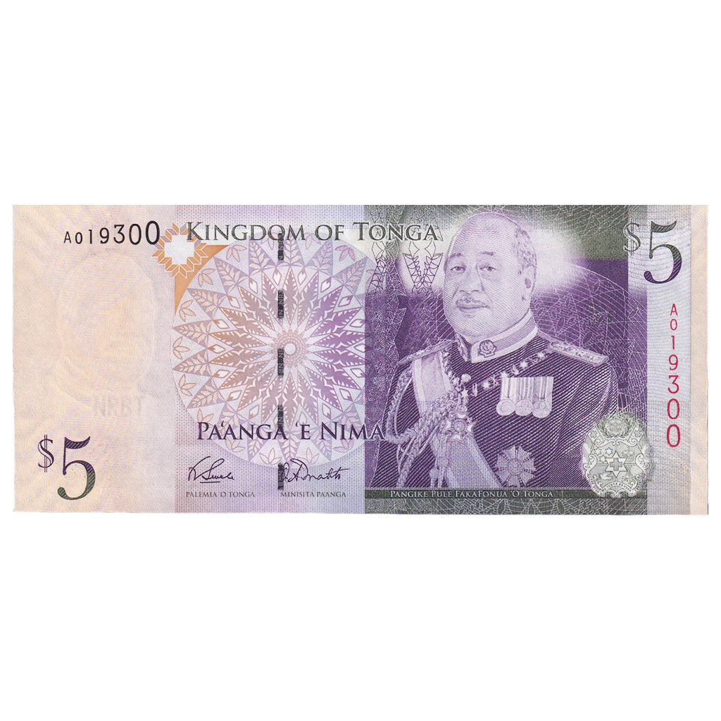 Bankovka,
tonga,
5 Pa'anga