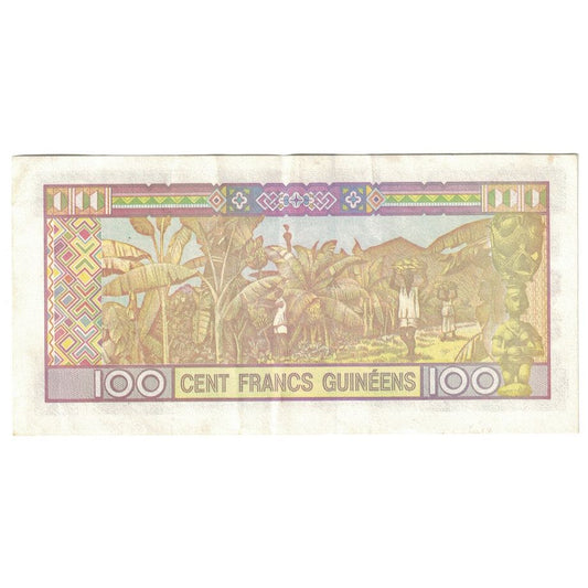 Bankovka,
Guinea,
100 franků