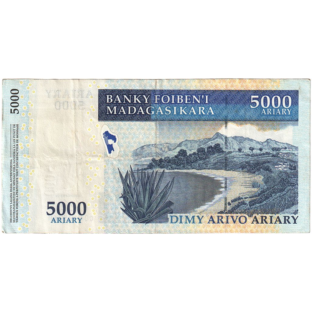 Bankovka,
Madagaskar,
5000 ariary