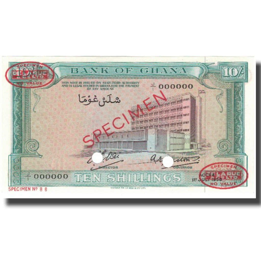 Bankovka,
Ghana,
10 šilinků
