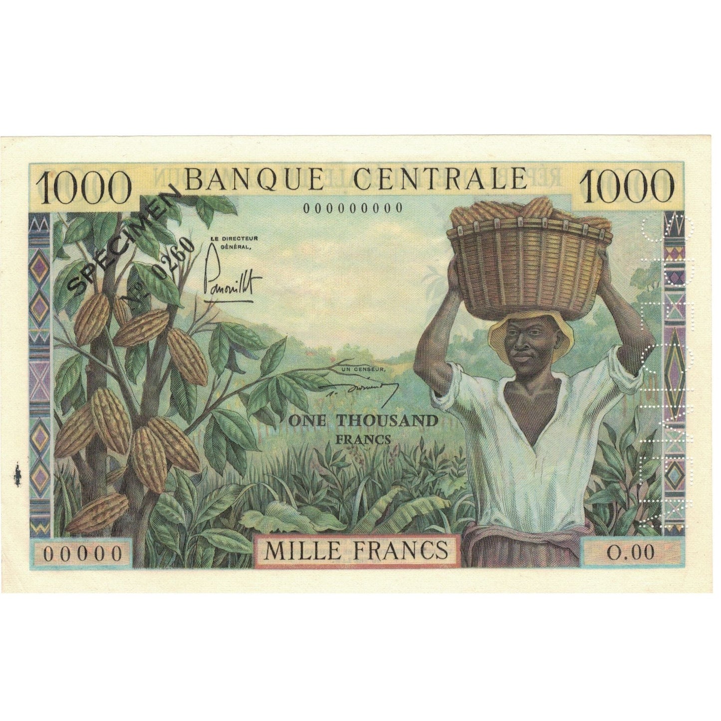 Bankovka,
Kamerun,
1000 franků