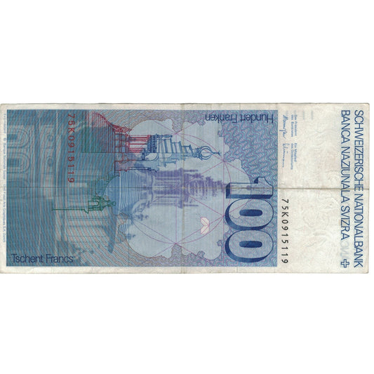 Bankovka,
Švýcarsko,
100 Frankenů