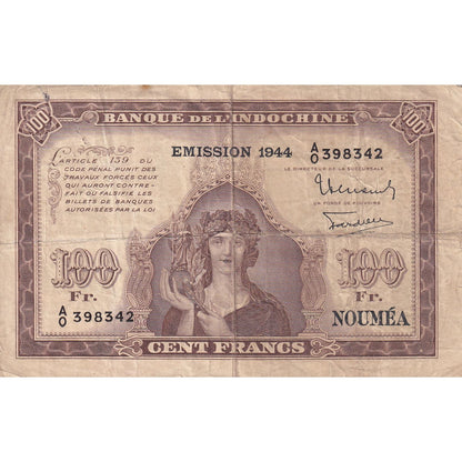 Bankovka, 
  
  Nová Kaledonie, 
  
  100 franků