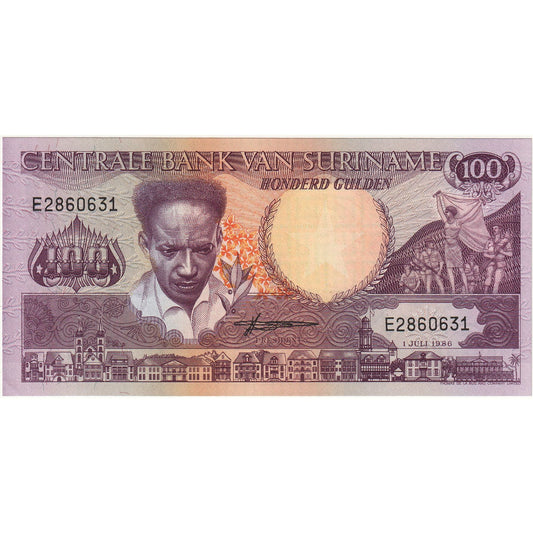Surinam, 
  
  100 zlatých, 
  
  1986