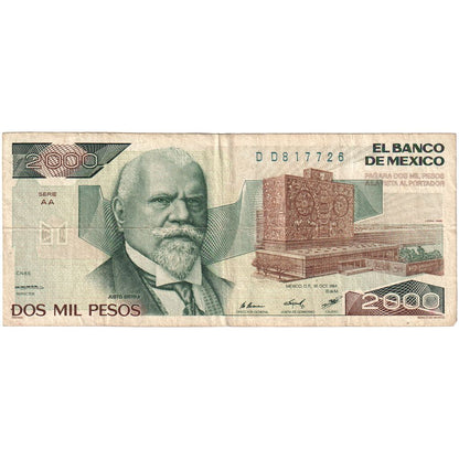 Mexiko, 
  
  2000 pesos, 
  
  1984-10-30