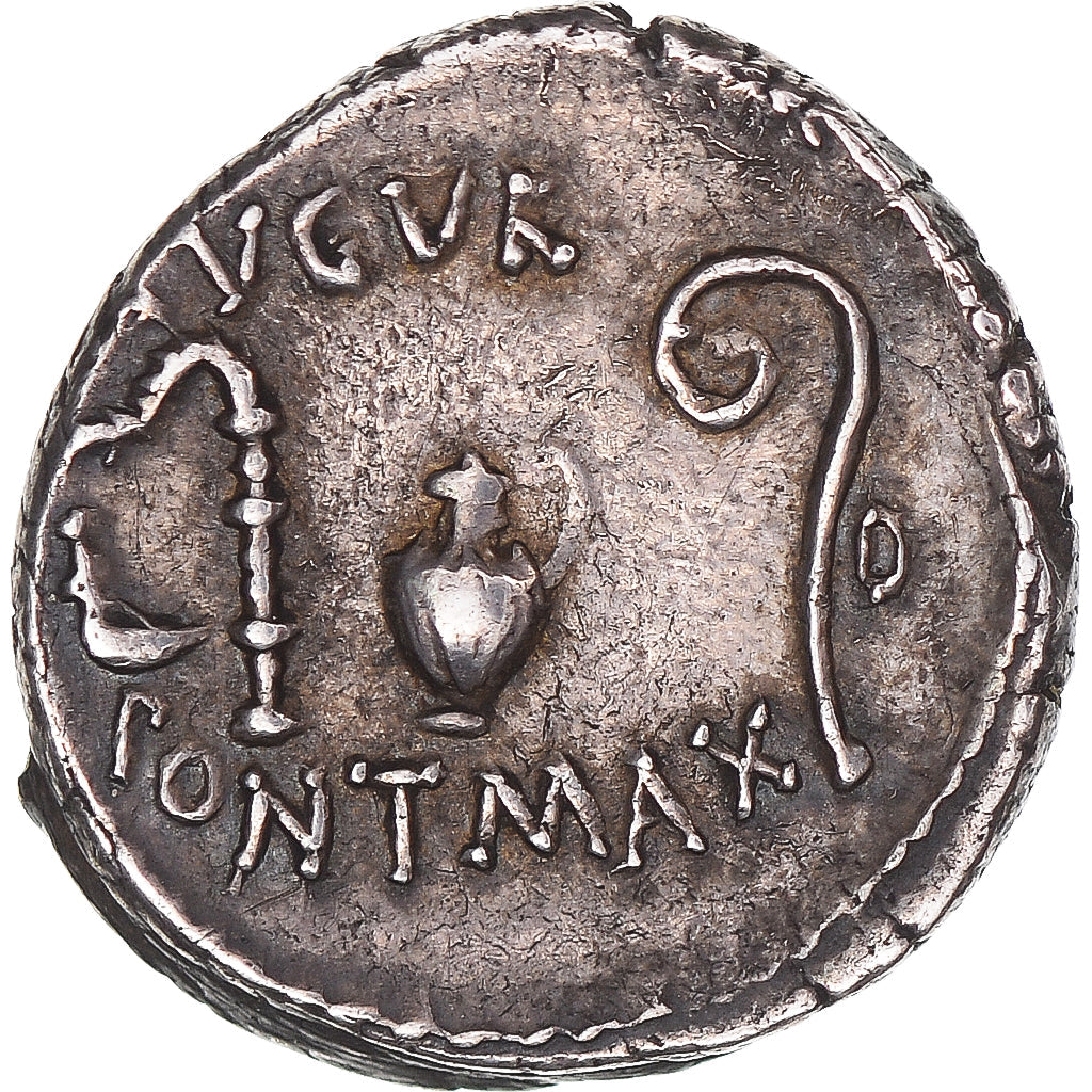 Julius Caesar, 
  
  denár, 
  
  46 před naším letopočtem