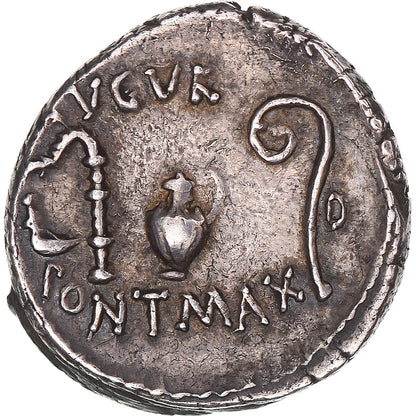 Julius Caesar, 
  
  denár, 
  
  46 před naším letopočtem