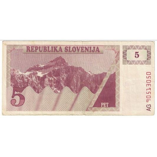 Bankovka, 
  
  Slovinsko, 
  
  5 (Tolarjev)