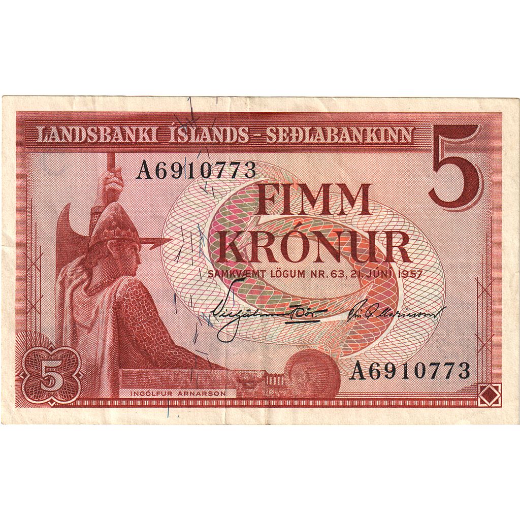 Island, 
  
  5 korun, 
  
  1957-06-21