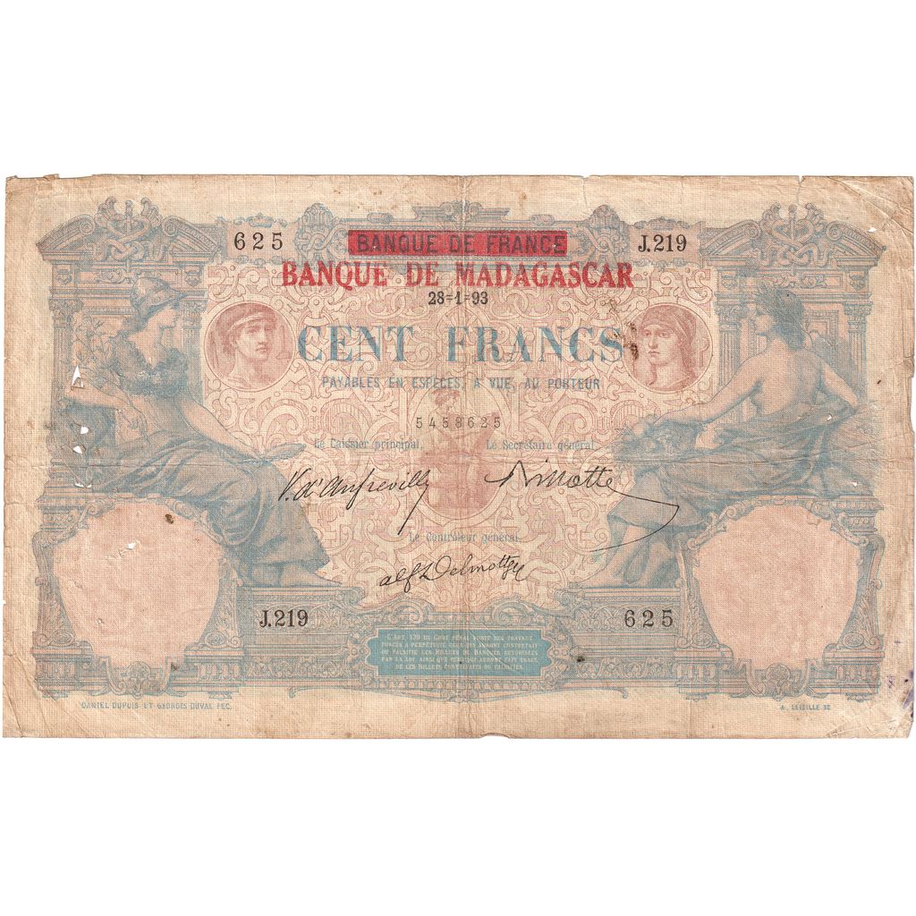 Madagaskar, 
  
  100 franků, 
  
  1893