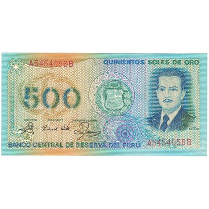 Bankovka, 
  
  Peru, 
  
  500 Soles De Oro